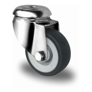 CASCOO Roulette pivotante à trou arrière série P2T2, palier lisse inox