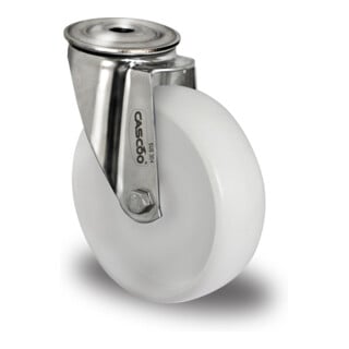 CASCOO Roulette pivotante à trou arrière série N0N0, palier lisse, acier inoxydable