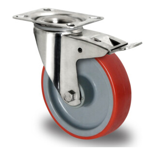 CASCOO Roulette pivotante avec frein total ø 100 mm série N2U6, roulement acier inoxydable