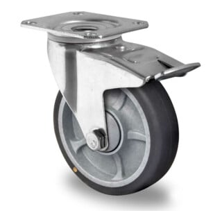 CASCOO Roulette pivotante avec frein total série P2G2 (électriquement conductive) à roulements à billes