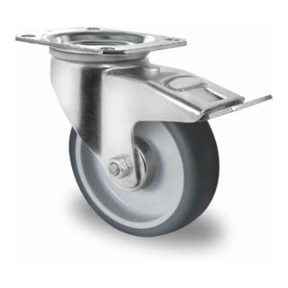 CASCOO Roulette pivotante avec frein total ø 100 mm Série P2W2 à roulement