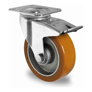 CASCOO Roulette pivotante avec frein total ø 125 mm série AAU5 à double roulement à billes