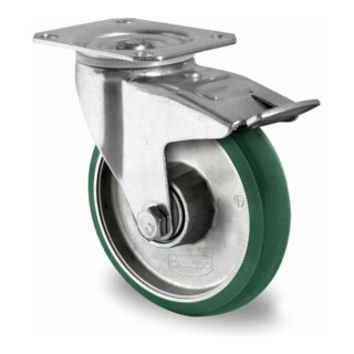 CASCOO Roulette pivotante avec frein total ø 125 mm Série AAX7 à double roulement à billes