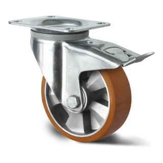 CASCOO Roulette pivotante avec frein total ø 125 mm Série BAU5 Double roulement à billes E-Serie