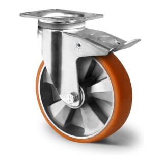 CASCOO Roulette pivotante avec frein total ø 200 mm Série BAU5 Roulement à billes double E-Serie