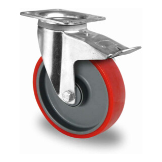CASCOO Roulette pivotante avec frein total ø 200 mm série N2U6 à double roulement à billes