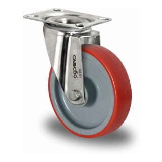 CASCOO Roulette pivotante ø 125 mm Série N2U6, roulement à billes, acier inoxydable