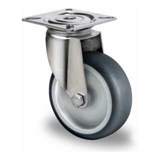 CASCOO Roulette pivotante série P2T2, palier lisse, acier inoxydable