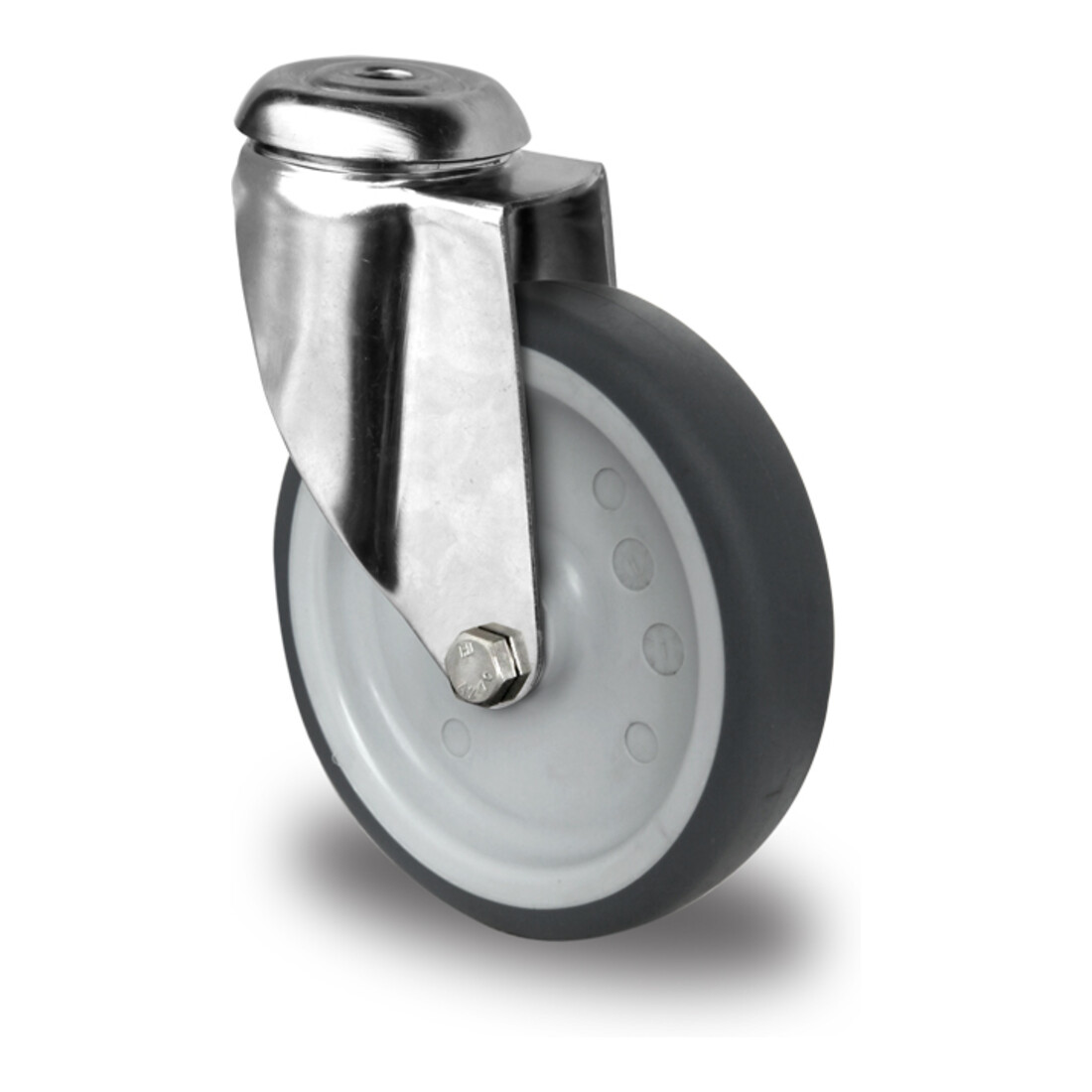 CASCOO Rückenlochlenkrolle ø 100 mm Serie P2T2 Gleitlager Edelstahl