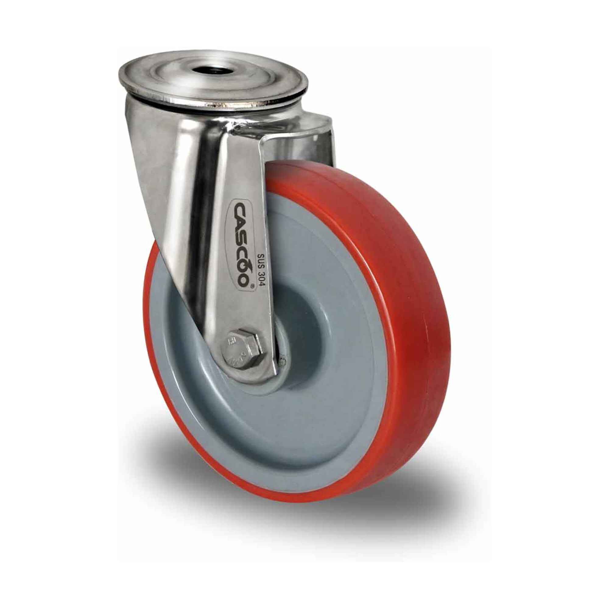 CASCOO Rückenlochlenkrolle ø 125 mm Serie N2U6 Rollenlager Edelstahl