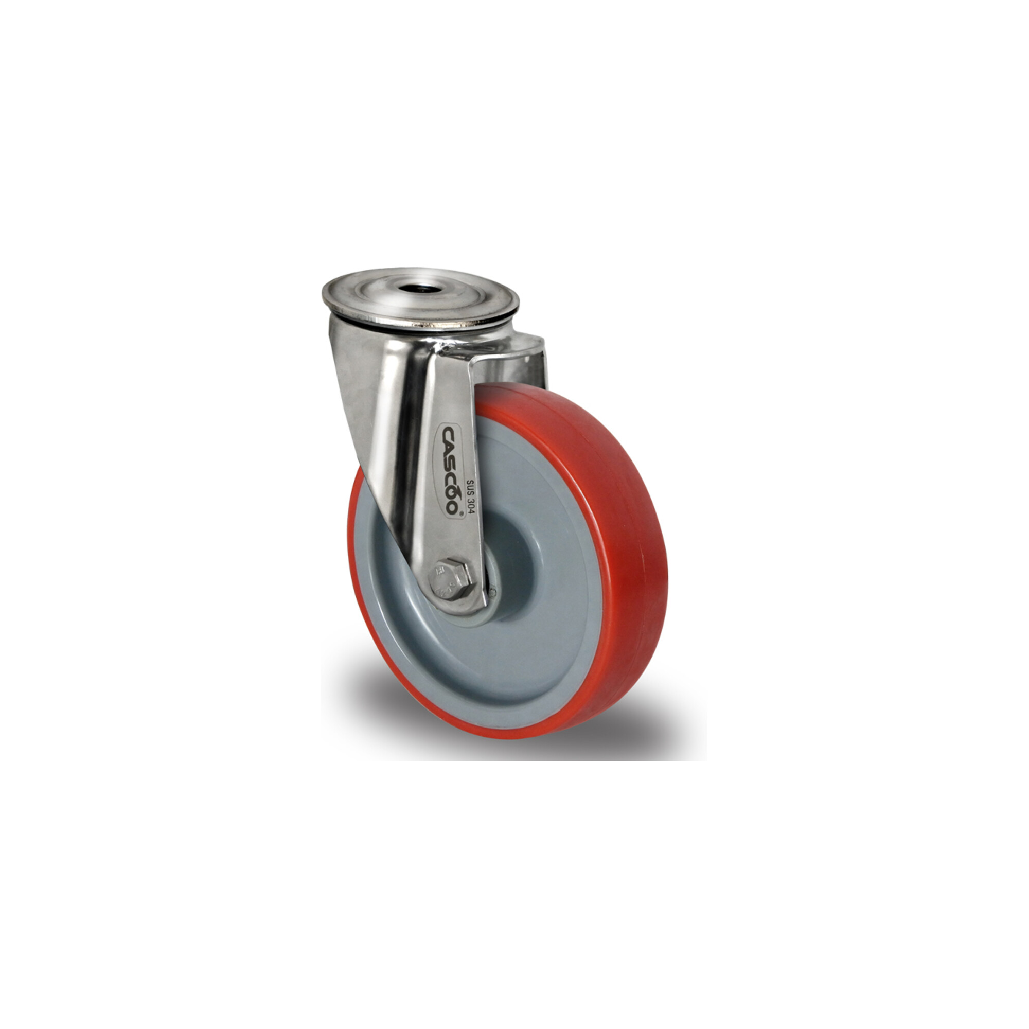 CASCOO Rückenlochlenkrolle ø 200 mm Serie N2U6 Gleitlager Edelstahl