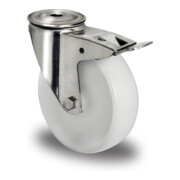 CASCOO Rückenlochlenkrolle mit Totalfeststeller Serie N0N0 Gleitlager Edelstahl