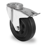 CASCOO Rückenlochlenkrolle mit Totalfeststeller Serie P4S4 Rollenlager