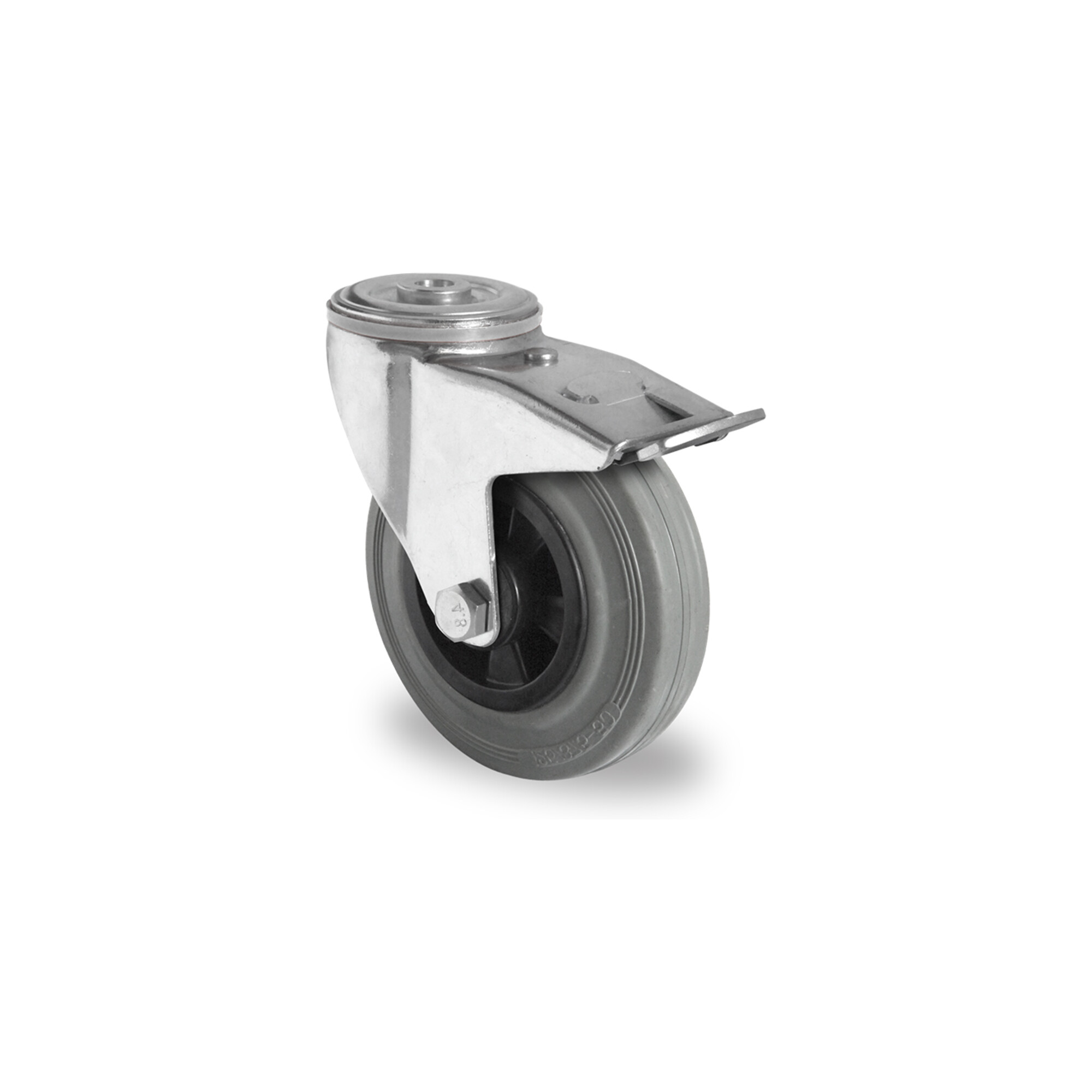 CASCOO Rückenlochlenkrolle mit Totalfeststeller ø 160 mm Serie P4R2 Rollenlager