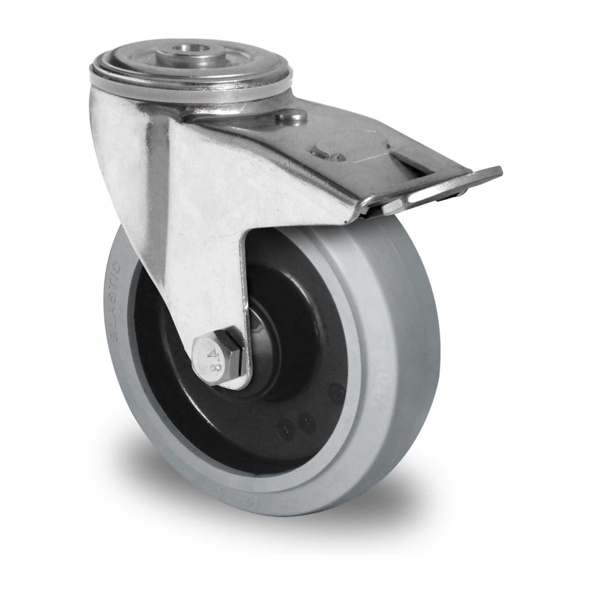 CASCOO Rückenlochlenkrolle mit Totalfeststeller ø 160 mm Serie R4E2 Doppelkugellager