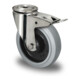 CASCOO Rückenlochlenkrolle mit Totalfeststeller ø 160 mm Serie R4E2 Kugellager Edelstahl-1