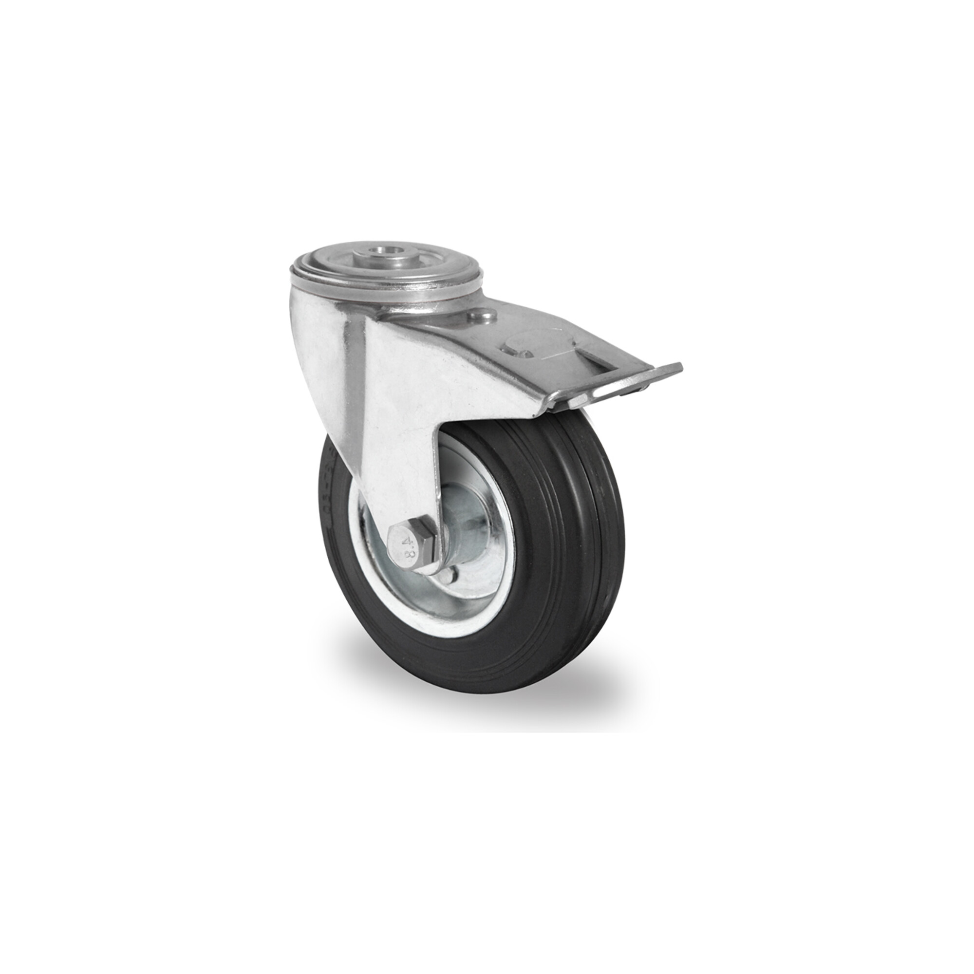 CASCOO Rückenlochlenkrolle mit Totalfeststeller ø 160 mm Serie SWS4 Rollenlager