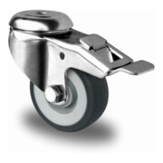 CASCOO Rückenlochlenkrolle mit Totalfeststeller Serie P2T2 Gleitlager Edelstahl