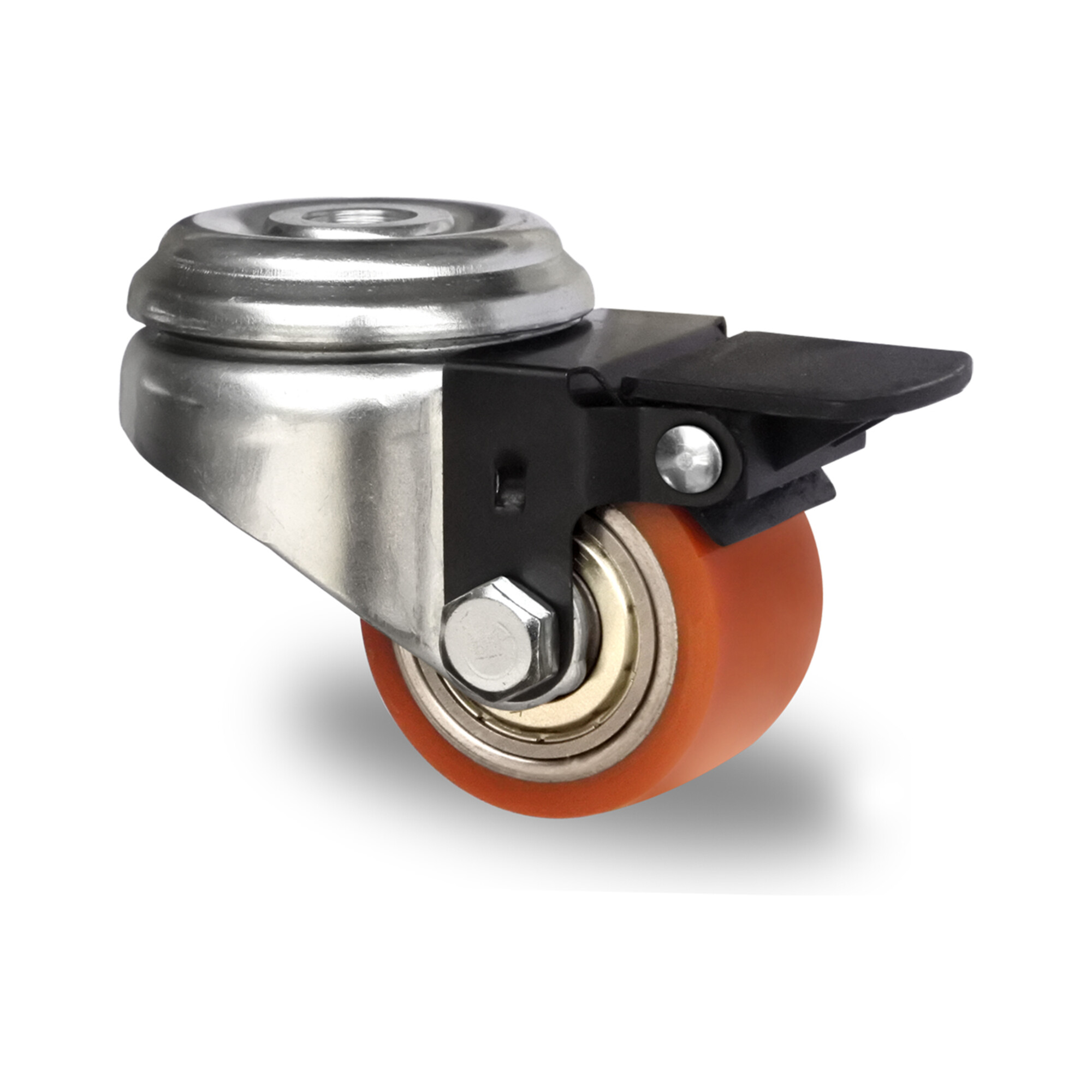 CASCOO Rückenlochlenkrolle mit Totalfeststeller ø 50 mm Serie SWU5 Doppelkugellager