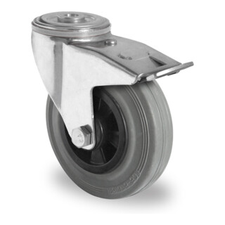 CASCOO Rückenlochlenkrolle mit Totalfeststeller Serie P4R2 Rollenlager
