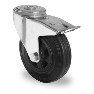 CASCOO Rückenlochlenkrolle mit Totalfeststeller Serie P4S4 Rollenlager