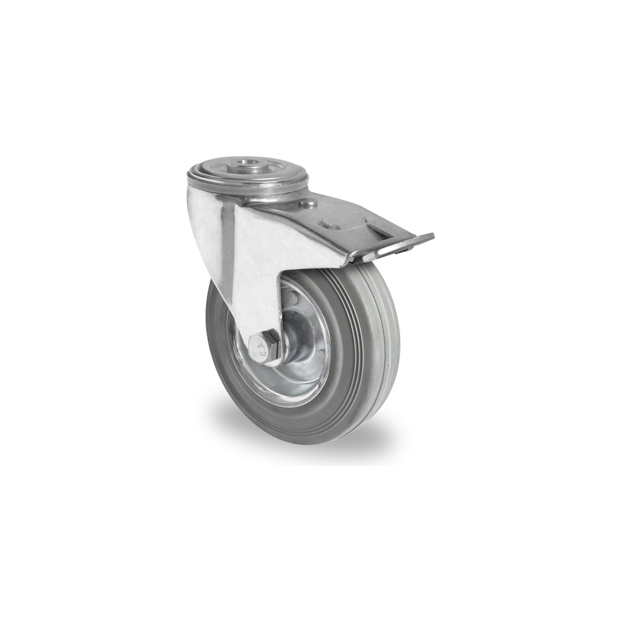 CASCOO Rückenlochlenkrolle mit Totalfeststeller ø 80 mm Serie SWR2 Rollenlager
