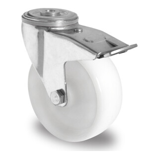 CASCOO Rückenlochlenkrolle mit Totalfeststeller ø 100 mm Serie N0N0 Gleitlager