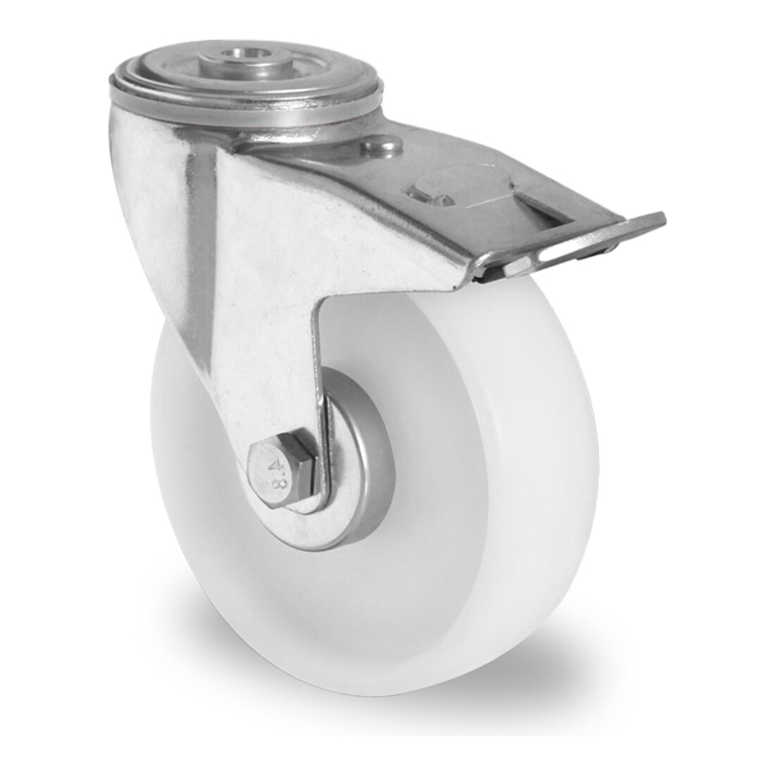 CASCOO Rückenlochlenkrolle mit Totalfeststeller ø 100 mm Serie N0N0 Rollenlager