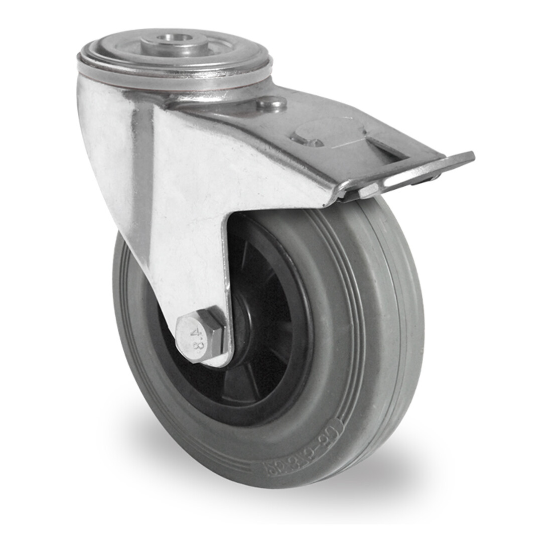 CASCOO Rückenlochlenkrolle mit Totalfeststeller Serie P4R2 Rollenlager
