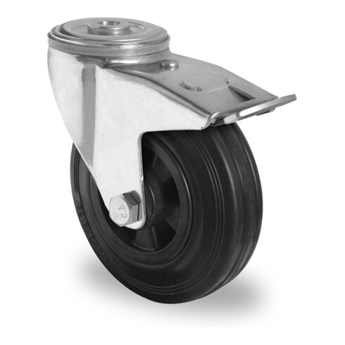 CASCOO Rückenlochlenkrolle mit Totalfeststeller Serie P4S4 Rollenlager