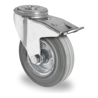 CASCOO Rückenlochlenkrolle mit Totalfeststeller Serie SWR2 Rollenlager