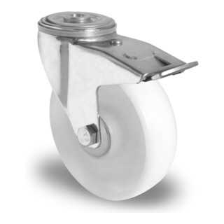 CASCOO Rückenlochlenkrolle mit Totalfeststeller ø 125 mm Serie N0N0 Kugellager