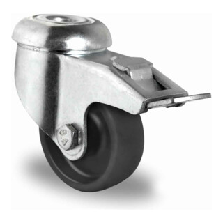 CASCOO Rückenlochlenkrolle mit Totalfeststeller Serie P4P4 Gleitlager
