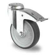 CASCOO Rückenlochlenkrolle mit Totalfeststeller Serie P2T2 Gleitlager