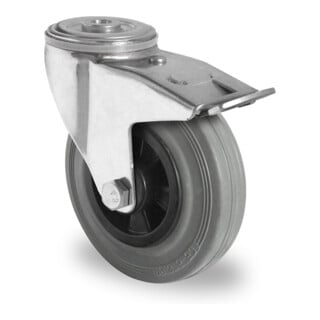 CASCOO Rückenlochlenkrolle mit Totalfeststeller Serie P4R2 Rollenlager