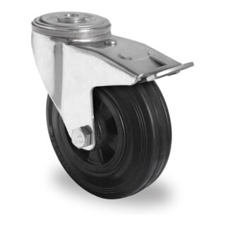 CASCOO Rückenlochlenkrolle mit Totalfeststeller Serie P4S4 Rollenlager
