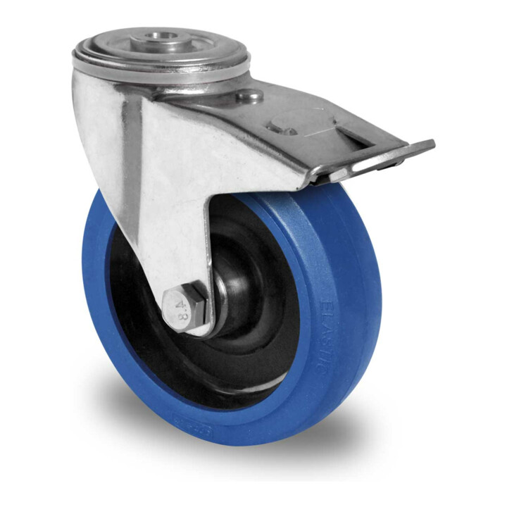 CASCOO Rückenlochlenkrolle mit Totalfeststeller ø 80 mm Serie R4F1 Rollenlager