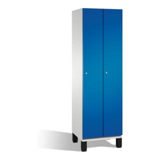 Casier C+P Cambio sur pieds, 2 compartiments, H1980xL600xP525mm devant gentiane avant carcasse bleu gentiane gris clair