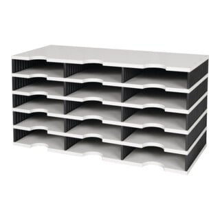 STYRO Bac de tri Trio 15 compartiments H363 × I723 × P331 mm polystyrène gris/noir