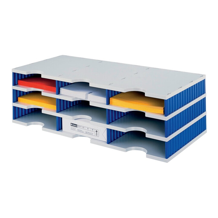STYRO Bac de tri Trio 9 compartiments H223×I723×P331mm polystyrène gris/bleu