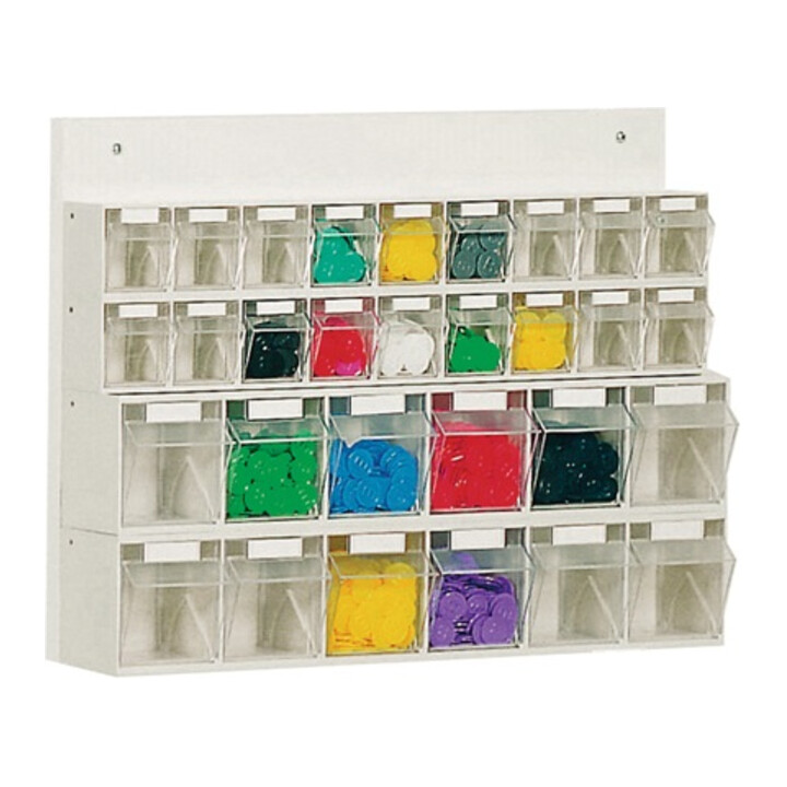 Casier transparent H410xl600xP108mm 18 x A, 12 x B plastique blanc LOCKWEILER