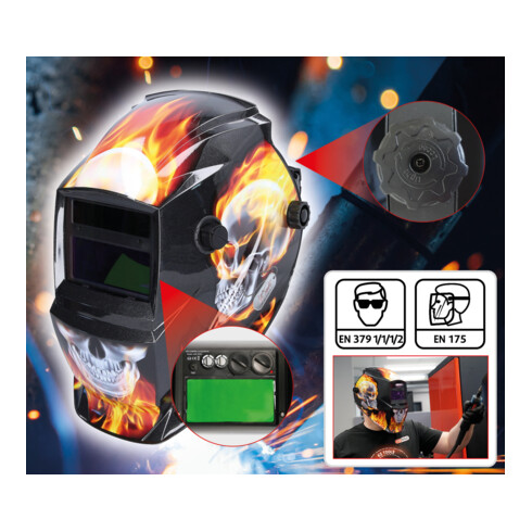 Casque de protection automatique pour soudeur KS Tools Flame Design