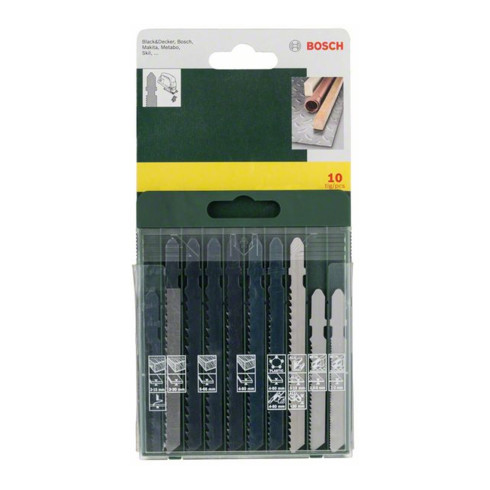 Bosch Cassetta di lame per legno/metallo/plastica, albero a T, 10pz.
