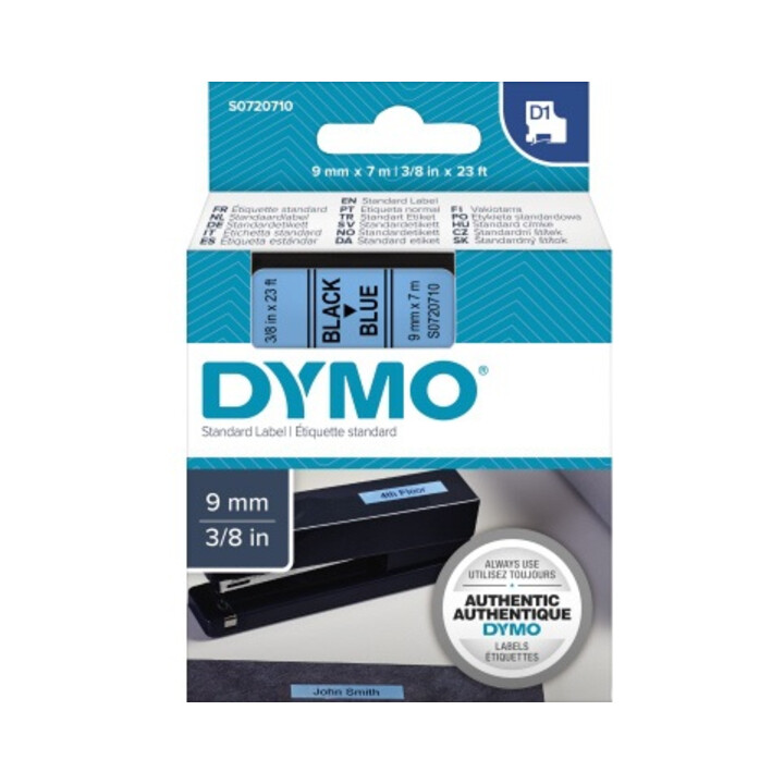 Dymo Cassetta nastro scrittura D1 S0720710 9mmx7m, nero su blu