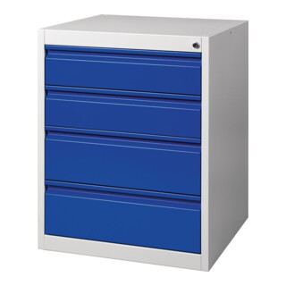 Cassettiera BK 600 H=800 x l=600 x prof.=600mm, grigio/blu, 4 cassetti estrazione semplice