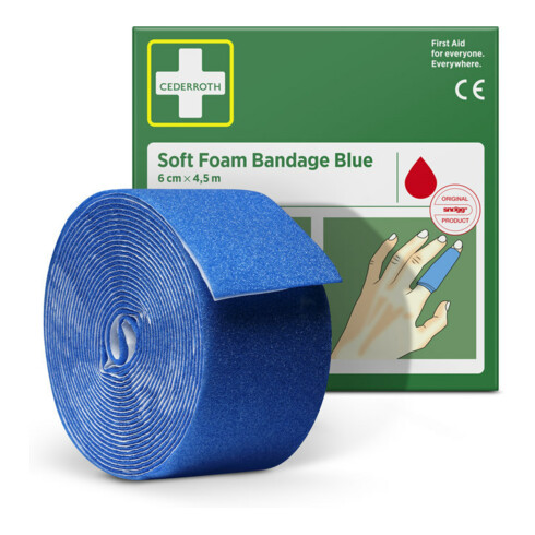 CEDERROTH Bandage mousse bleu, 6 cm x 4,5 m