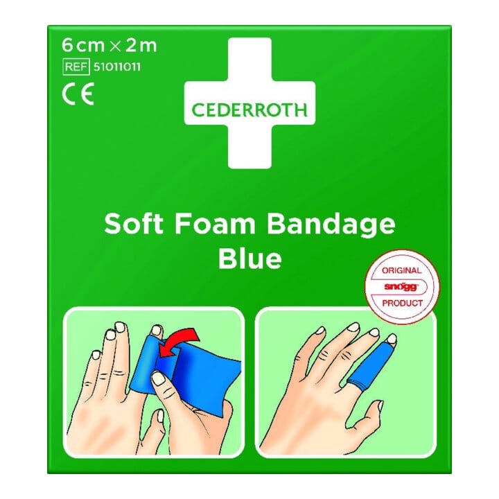 CEDERROTH Bandage mousse bleu, 6 cm x 4,5 m