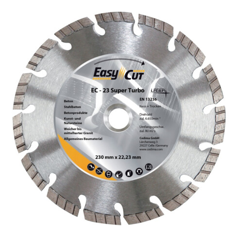 CEDIMA Disque de séparation diamant EC-23 230x2,4x10x22,23mm