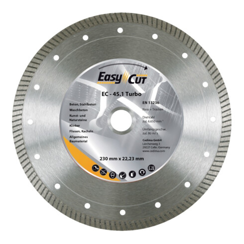 CEDIMA Disque de séparation diamant EC-45.1 180x1,6x10x22,23/25,4mm