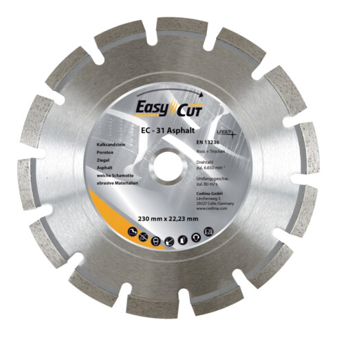 CEDIMA Disque diamanté EC-31 230x2,4x10x22,23mm